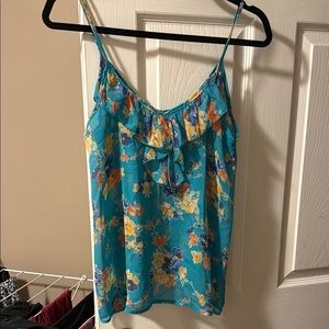 Francesca's Blue Camisole Ruffled Tie Front Sleeveless